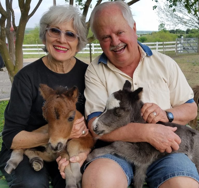 Tony and Carol Greaves with miniatures Bentley and Mama Loy