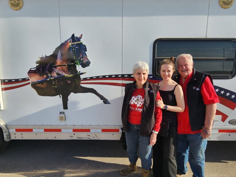 The Greaves family with horse trailer